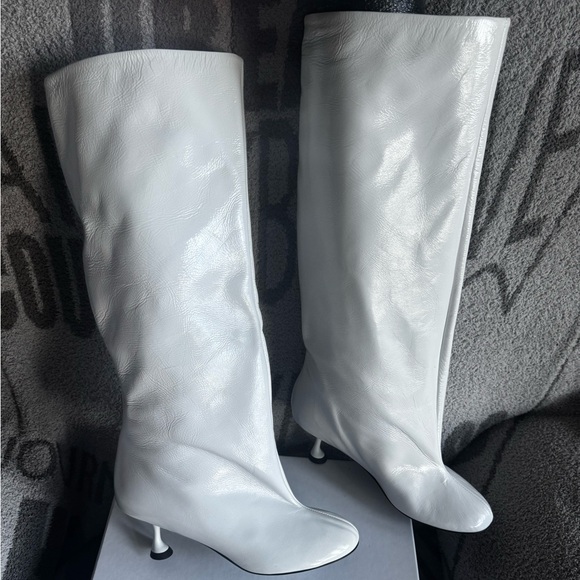 Proenza Shouler tee knee high boots baggy white nappa leather size 9 runway - Picture 3 of 16